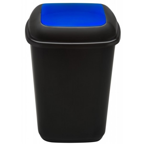 Cos Plastic Reciclare Selectiva, Capacitate 90l, Plafor Quatro - Negru Cu Capac Albastru - Hartie