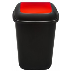 Cos Plastic Reciclare Selectiva, Capacitate 90l, Plafor Quatro - Negru Cu Capac Rosu - Metal