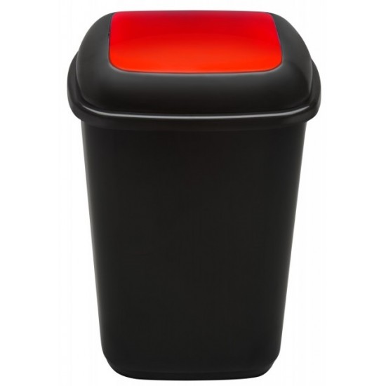 Cos Plastic Reciclare Selectiva, Capacitate 90l, Plafor Quatro - Negru Cu Capac Rosu - Metal