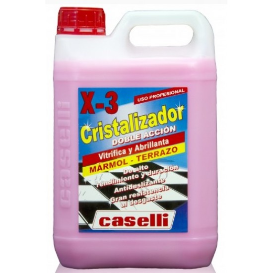 Detergent Caselli - X3, Cristalizator + Polish, Pentru Cladiri De Birouri Si Mall-uri, 6 Litri - Roz