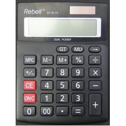 Calculator De Birou, 12 Digits, 137 X 104 X 23 Mm, Dual Power, Rebell 8118-12 - Negru Calculator De Birou, 12 Digits, 137 X 104 X 23 Mm, Dual Power, Rebell 8118-12 - Negru