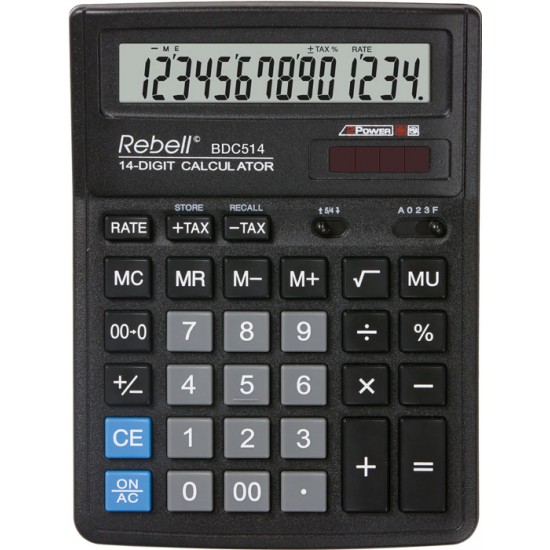 Calculator De Birou, 14 Digits, 193 X 143 X 38 Mm, Rebell Bdc 514 - Negru