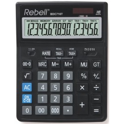 Calculator De Birou, 16 Digits, 206 X 155 X 35 Mm, Dual Power, Rebell Bdc 716m - Negru Calculator De Birou, 16 Digits, 206 X 155 X 35 Mm, Dual Power, Rebell Bdc 716m - Negru