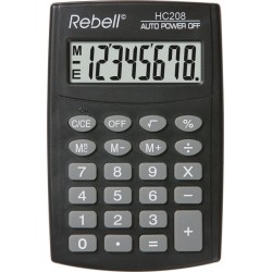 Calculator De Buzunar, 8 Digits, 98 X 65 X 9 Mm, Rebell Hc208 - Negru Calculator De Buzunar, 8 Digits, 98 X 65 X 9 Mm, Rebell Hc208 - Negru