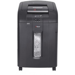 Distrugator Documente Automat Rexel Auto+ 600m, P5, Micro-cut (particule), 600 Coli, Cos 80l, Negru