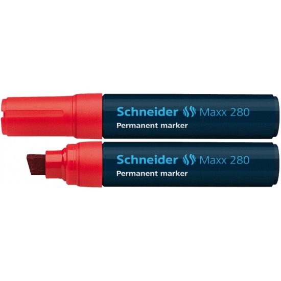 Permanent Marker Schneider Maxx 280, Varf Tesit 4+12mm - Rosu