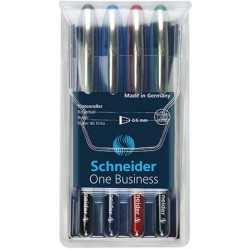 Roller Cu Cerneala Schneider One Business, Ball Point 0.6mm, 4 Culori/set - (n,r,a,v)