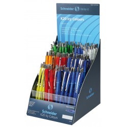 Display Schneider K20 Icy Colours, 100 Pixuri Culori Asortate - Scriere Albastra