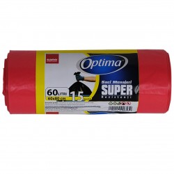 Saci Menaj 60l, 15buc/rola, Sano Optima - Rosii Saci Menaj 60l, 15buc/rola, Sano Optima - Rosii