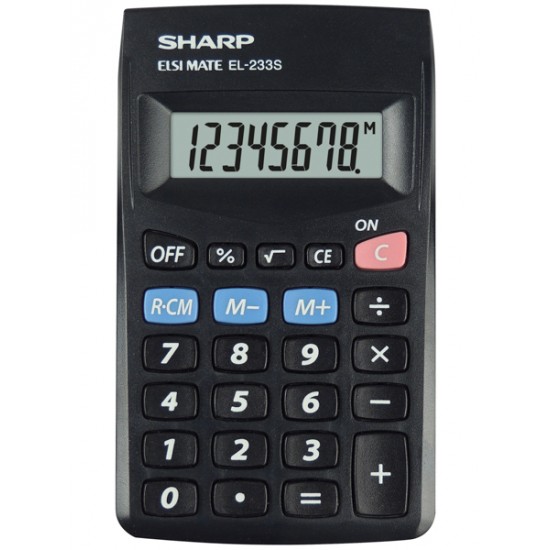Calculator De Buzunar, 8 Digits, 103 X 60 X 8 Mm, Sharp El-233sbbk - Negru