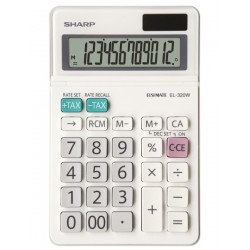 Calculator De Birou, 12 Digits, 153 X 97 X 18 Mm, Dual Power, Ecran Rabatabil, Sharp El-320w - Alb Calculator De Birou, 12 Digits, 153 X 97 X 18 Mm, Dual Power, Ecran Rabatabil, Sharp El-320w - Alb