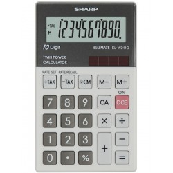 Calculator De Buzunar, 10 Digits, 117 X 70 X 8 Mm, Dual Power, Sharp El-w211ggy - Gri Calculator De Buzunar, 10 Digits, 117 X 70 X 8 Mm, Dual Power, Sharp El-w211ggy - Gri
