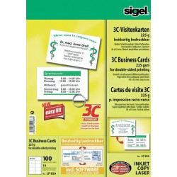 Carton Carti Vizita 55 X 85 Mm, Tehnologie 3c, Ink Jet Lucios, 225g/mp, 10 Coli A4/set, Sigel