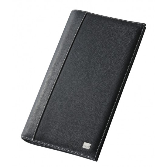 Mapa Piele, Pentru 160 Carti Vizita, Cu Inele, Index A-z, Sigel Milano - Negru