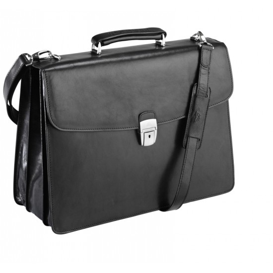 Servieta Din Piele Neagra, Pentru Laptop, 42 X 31 X 16cm, Tony Perotti - Versilia Collection