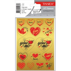 Stickere Decorative, 2 File/set, Tanex Kids - Inimi - Aurii, Tnx 351