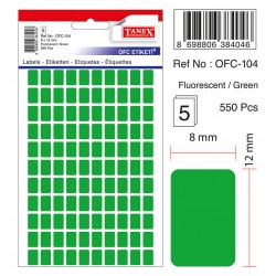 Etichete Autoadezive Color, 8 X 12 Mm, 550 Buc/set, Tanex - Verde Fluorescent Etichete Autoadezive Color, 8 X 12 Mm, 550 Buc/set, Tanex - Verde Fluorescent