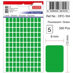 Etichete Autoadezive Color, 8 X 12 Mm, 550 Buc/set, Tanex - Verde Fluorescent