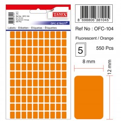 Etichete Autoadezive Color, 8 X 12 Mm, 550 Buc/set, Tanex - Orange Fluorescent