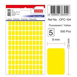 Etichete Autoadezive Color, 8 X 12 Mm, 550 Buc/set, Tanex - Galben Fluorescent Etichete Autoadezive Color, 8 X 12 Mm, 550 Buc/set, Tanex - Galben Fluorescent