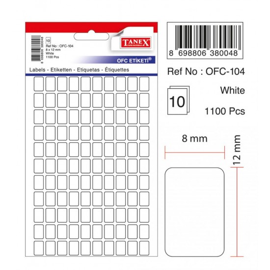Etichete Autoadezive Albe, 8 X 12 Mm, 1100 Buc/set, Tanex