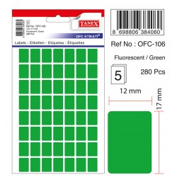 Etichete Autoadezive Color, 12 X 17 Mm, 280 Buc/set, Tanex - Verde Fluorescent Etichete Autoadezive Color, 12 X 17 Mm, 280 Buc/set, Tanex - Verde Fluorescent
