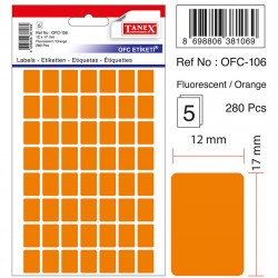 Etichete Autoadezive Color, 12 X 17 Mm, 280 Buc/set, Tanex - Orange Fluorescent