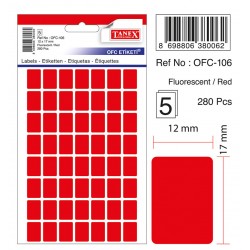 Etichete Autoadezive Color, 12 X 17 Mm, 280 Buc/set, Tanex - Rosu Fluorescent Etichete Autoadezive Color, 12 X 17 Mm, 280 Buc/set, Tanex - Rosu Fluorescent