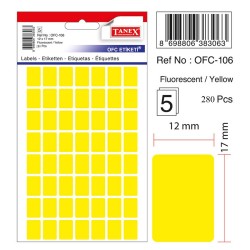 Etichete Autoadezive Color, 12 X 17 Mm, 280 Buc/set, Tanex - Galben Fluorescent Etichete Autoadezive Color, 12 X 17 Mm, 280 Buc/set, Tanex - Galben Fluorescent