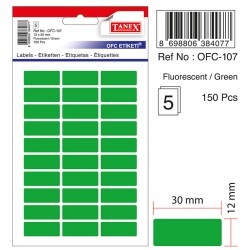 Etichete Autoadezive Color, 12 X 30 Mm, 150 Buc/set, Tanex - Verde Fluorescent