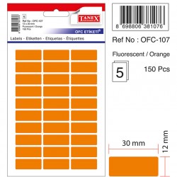 Etichete Autoadezive Color, 12 X 30 Mm, 150 Buc/set, Tanex - Orange Fluorescent