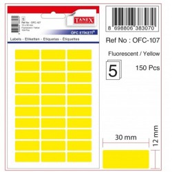 Etichete Autoadezive Color, 12 X 30 Mm, 150 Buc/set, Tanex - Galben Fluorescent Etichete Autoadezive Color, 12 X 30 Mm, 150 Buc/set, Tanex - Galben Fluorescent