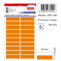 Etichete Autoadezive Color, 13 X 50 Mm, 100 Buc/set, Tanex - Orange Fluorescent Etichete Autoadezive Color, 13 X 50 Mm, 100 Buc/set, Tanex - Orange Fluorescent