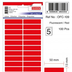 Etichete Autoadezive Color, 13 X 50 Mm, 100 Buc/set, Tanex - Rosu Fluorescent