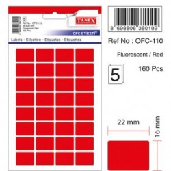 Etichete Autoadezive Color, 16 X 22 Mm, 160 Buc/set, Tanex - Rosu Fluorescent