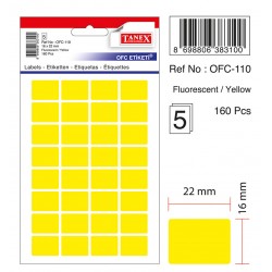 Etichete Autoadezive Color, 16 X 22 Mm, 160 Buc/set, Tanex - Galben Fluorescent Etichete Autoadezive Color, 16 X 22 Mm, 160 Buc/set, Tanex - Galben Fluorescent