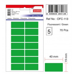 Etichete Autoadezive Color, 19 X 40 Mm, 70 Buc/set, Tanex - Verde Fluorescent Etichete Autoadezive Color, 19 X 40 Mm, 70 Buc/set, Tanex - Verde Fluorescent