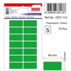 Etichete Autoadezive Color, 19 X 40 Mm, 70 Buc/set, Tanex - Verde Fluorescent