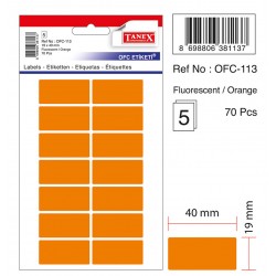 Etichete Autoadezive Color, 19 X 40 Mm, 70 Buc/set, Tanex - Orange Fluorescent Etichete Autoadezive Color, 19 X 40 Mm, 70 Buc/set, Tanex - Orange Fluorescent