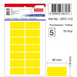 Etichete Autoadezive Color, 19 X 40 Mm, 70 Buc/set, Tanex - Galben Fluorescent