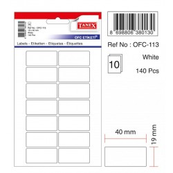 Etichete Autoadezive Albe, 19 X 40 Mm, 140 Buc/set, Tanex Etichete Autoadezive Albe, 19 X 40 Mm, 140 Buc/set, Tanex