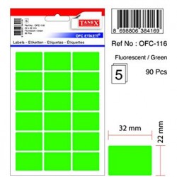 Etichete Autoadezive Color, 22 X 32 Mm, 90 Buc/set, Tanex - Verde Fluorescent