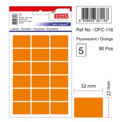 Etichete Autoadezive Color, 22 X 32 Mm, 90 Buc/set, Tanex - Orange Fluorescent Etichete Autoadezive Color, 22 X 32 Mm, 90 Buc/set, Tanex - Orange Fluorescent