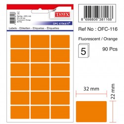Etichete Autoadezive Color, 22 X 32 Mm, 90 Buc/set, Tanex - Orange Fluorescent