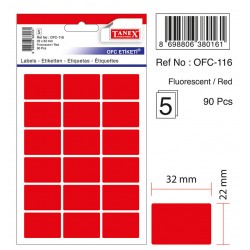 Etichete Autoadezive Color, 22 X 32 Mm, 90 Buc/set, Tanex - Rosu Fluorescent Etichete Autoadezive Color, 22 X 32 Mm, 90 Buc/set, Tanex - Rosu Fluorescent