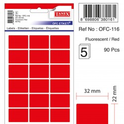 Etichete Autoadezive Color, 22 X 32 Mm, 90 Buc/set, Tanex - Rosu Fluorescent