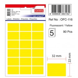 Etichete Autoadezive Color, 22 X 32 Mm, 90 Buc/set, Tanex - Galben Fluorescent Etichete Autoadezive Color, 22 X 32 Mm, 90 Buc/set, Tanex - Galben Fluorescent