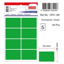 Etichete Autoadezive Color, 34 X 52 Mm, 40 Buc/set, Tanex - Verde Fluorescent Etichete Autoadezive Color, 34 X 52 Mm, 40 Buc/set, Tanex - Verde Fluorescent