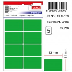 Etichete Autoadezive Color, 34 X 52 Mm, 40 Buc/set, Tanex - Verde Fluorescent