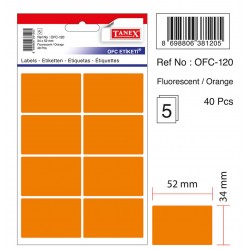 Etichete Autoadezive Color, 34 X 52 Mm, 40 Buc/set, Tanex - Orange Fluorescent Etichete Autoadezive Color, 34 X 52 Mm, 40 Buc/set, Tanex - Orange Fluorescent